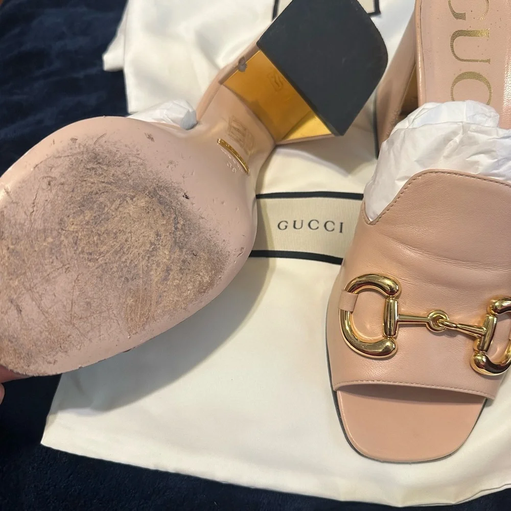 Gucci horsebit Women's 
Beige Leather Mules - Picture 9 of 16